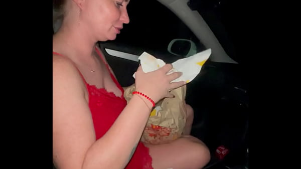 Step brother buy for her MC but before to eat she make great blowjob and finish in her mouth, full mouth of sperm
