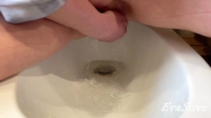 big open vagina pissing yellow urine in a bidet