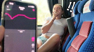 Risky! Girl Cums on Public Bus with Vibrator