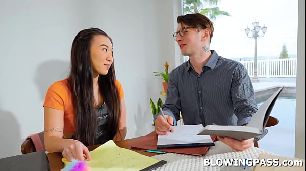 Teen seducing tutor then gets throated