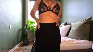 my private secretary in lace lingerie and stockings having pov sex with the boss