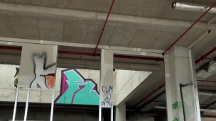 PEE, hairy pussy, high HEELS, leather jacket, mini skirt, ABANDONED build